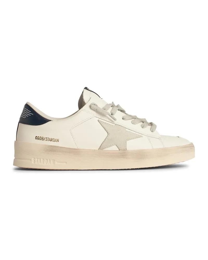 Golden Goose Goldene Gänse Männer 's Standard in White Lear mit grauer Wildlederstern und blauer Lear -Ferse White