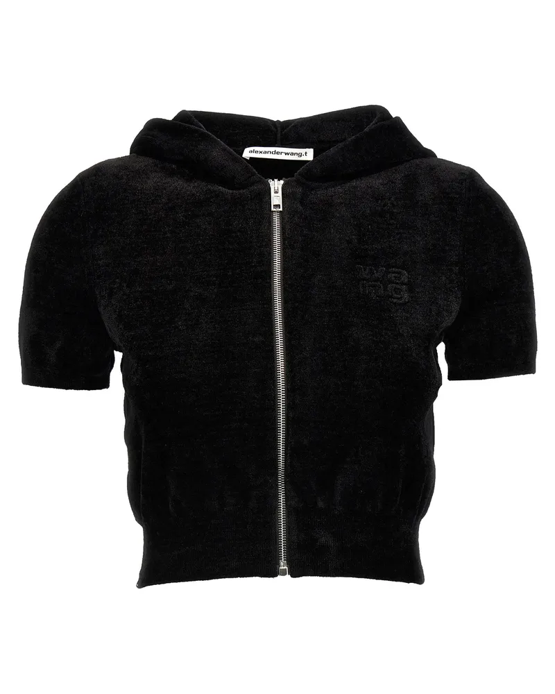 Alexander Wang T von Alexander Wang Logo Chenille Cumped Hoodie Black