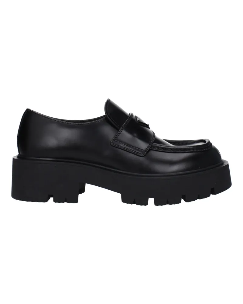 Prada Herrens Schwarze Leder-Loafer -