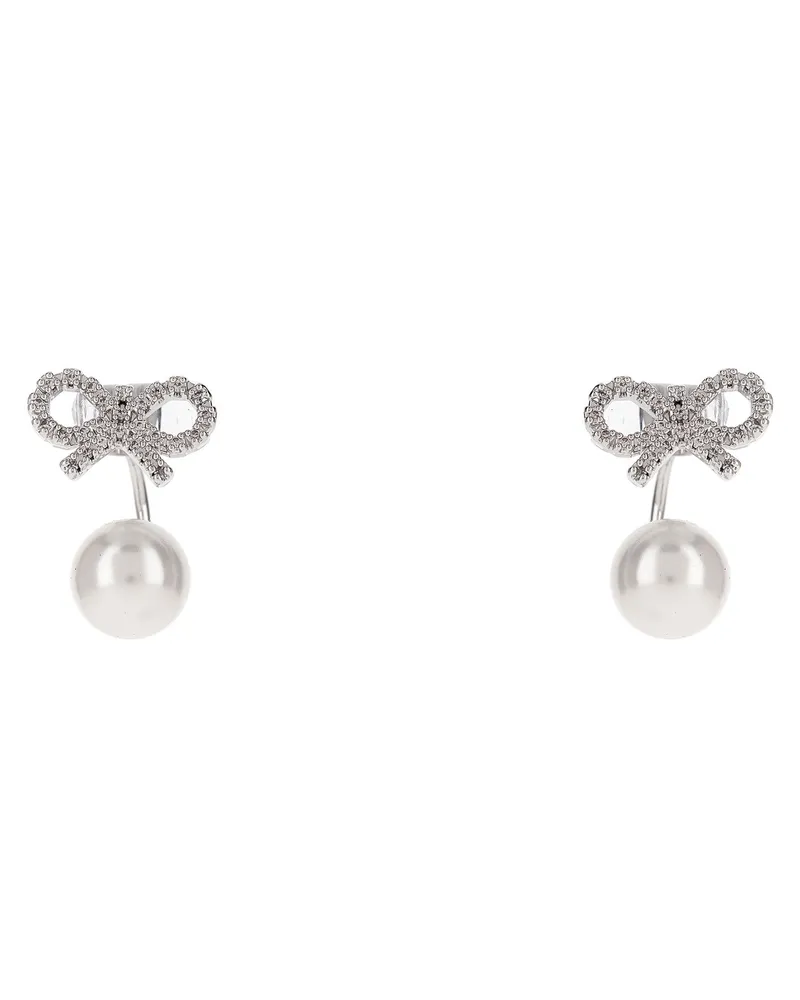 Self-Portrait Self -Porträt 'Crystal Bow Pearl Jacke' Ohrringe Silver