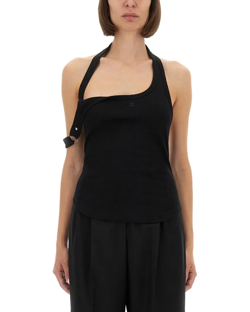 Courrèges Courreves asymmetrisches Tanktop Black