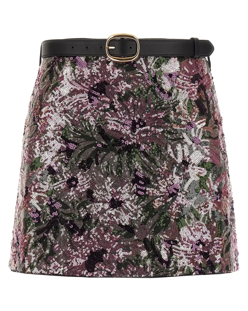 Self-Portrait Selbstporträt-Minirock „Floral Pailletten Pink