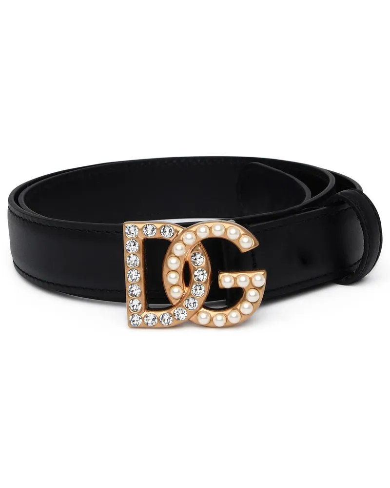 Dolce & Gabbana Black Lear Belt Black