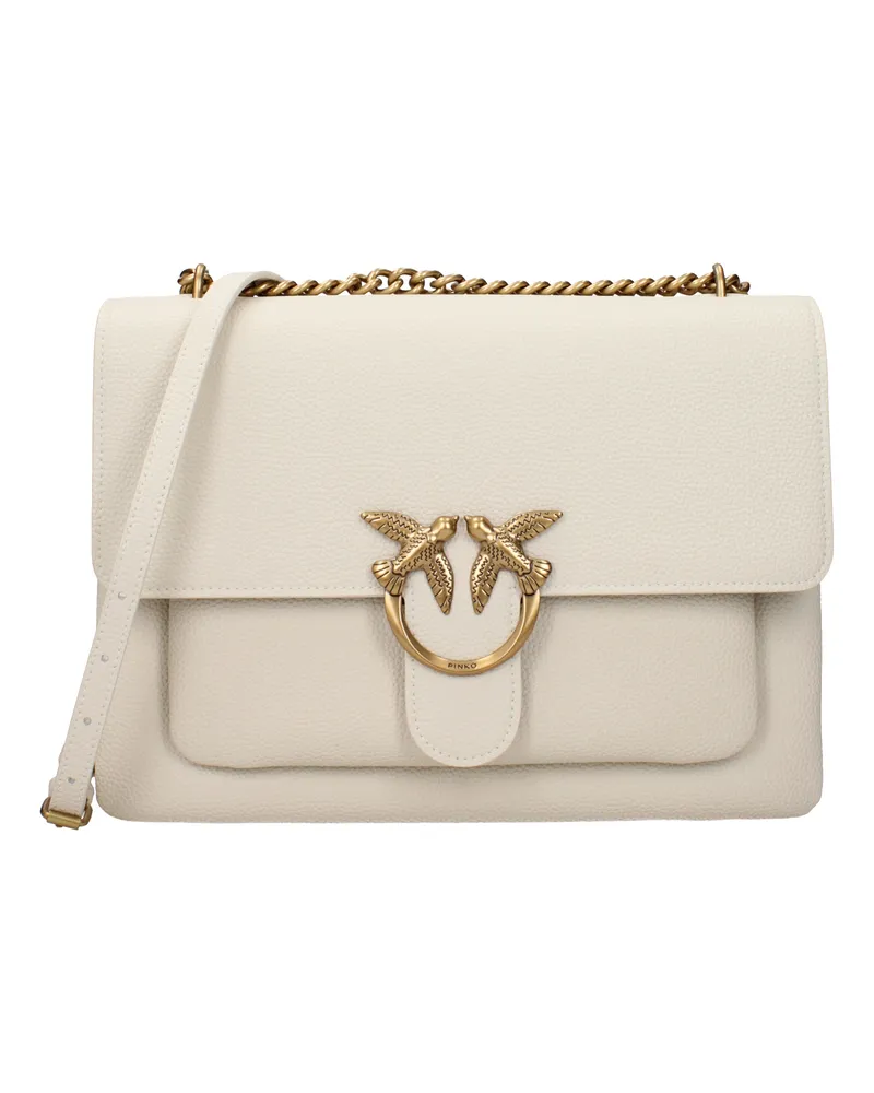 Pinko Love One Soft Damens Umhängetasche aus beige/elfenbeinfarbenem Leder -