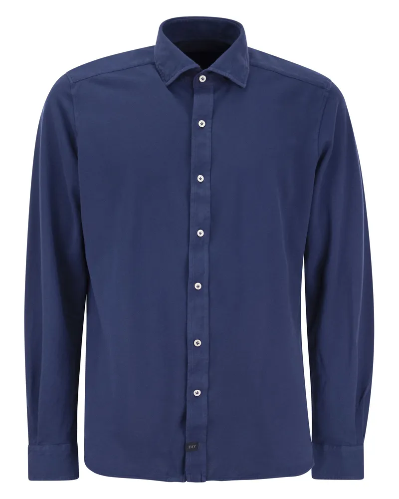 Fay Cotton French Kragenhemd Blau