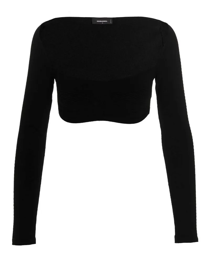 Dsquared2 gerippter, geschnittener Pullover Black