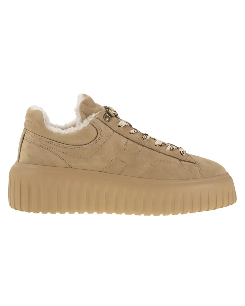 Hogan H Stripes Nubuck Trainer Beige