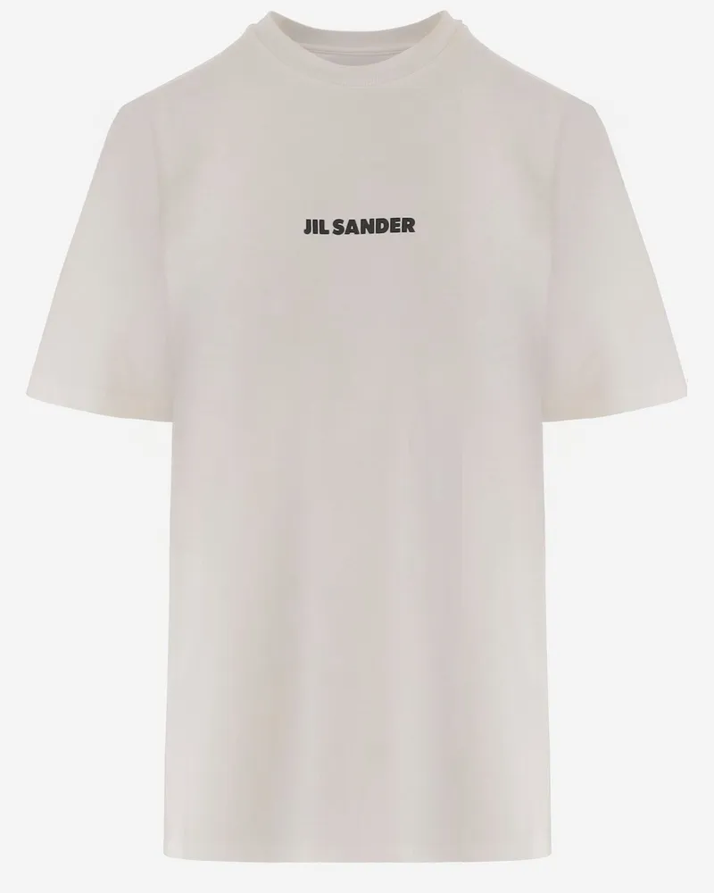 Jil Sander Baumwoll-T-Shirt mit Logo White