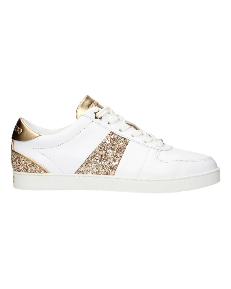 Jimmy Choo Sneakers Teri Damens Weiß/Goldfarbenes Leder -