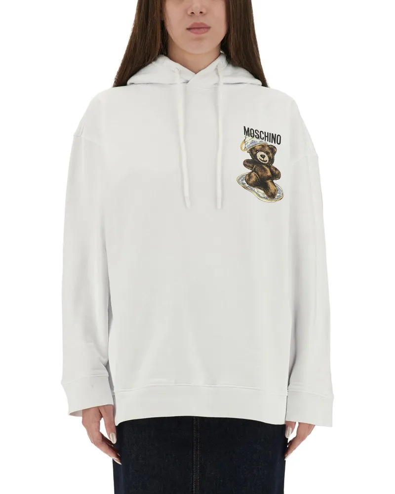 Moschino Sweatshirt mit "Teddy" -Druck White
