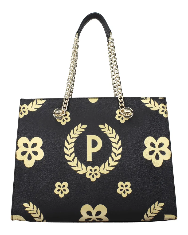 Pollini Damens Umhängetaschen PVC Schwarz/Gold -