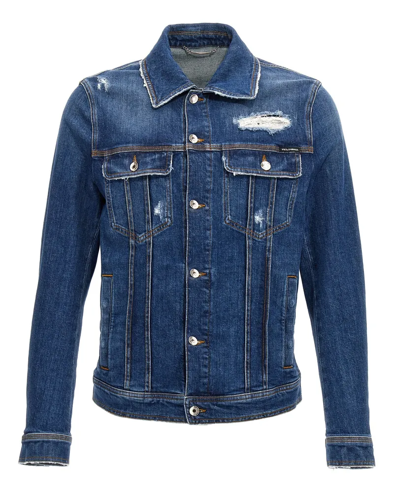 Dolce & Gabbana Denimjacke mit gebrauchtem Effekt Blue