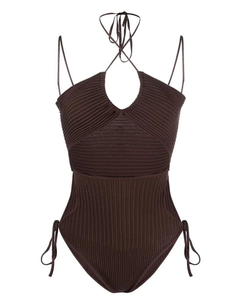 ADAMO schnitt gestrickte Bodysuit aus Beige