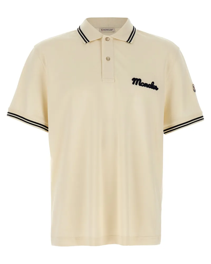 Moncler Logo Stickhemd Polo Shirt Beige