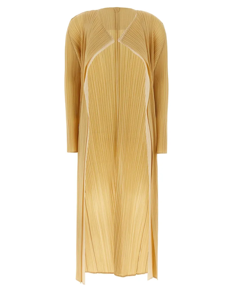 Issey Miyake Falten bitte Issey Miyake zwei Tonen -Strickjacken Beige