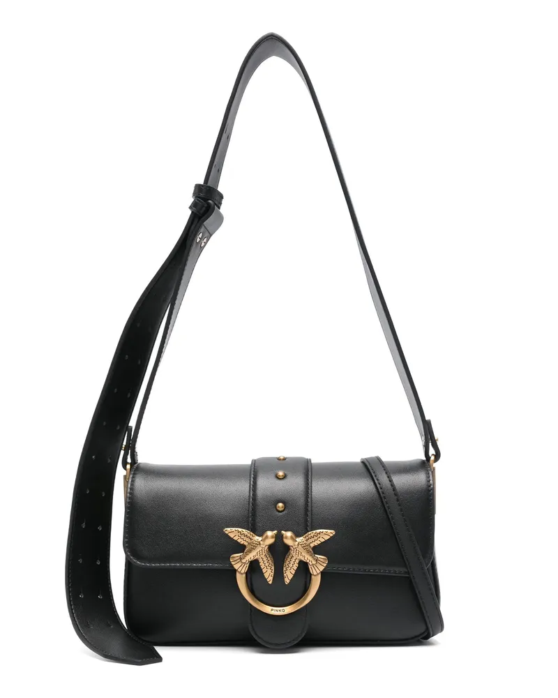 Pinko borsa Eine Spalla Morbida Mini Liebesbeutel in Pelle Nero/Antique Gold Black