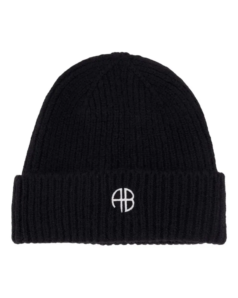 Anine Bing Elia Beanie  Wolle schwarz Schwarz