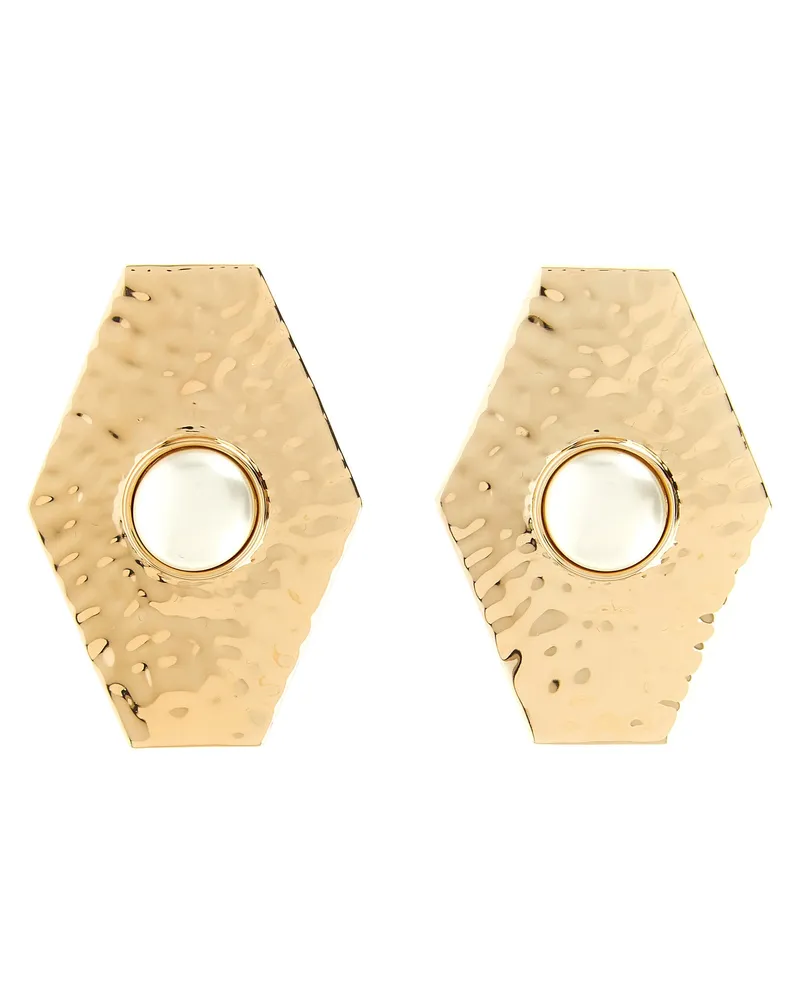 Self-Portrait Selbstporträt-Ohrringe „Große gehämmerte Goldperle Gold