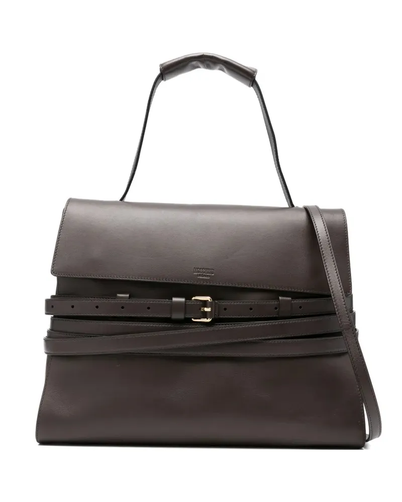 Moschino Binde mir Leder -Tasche Tasche Testa