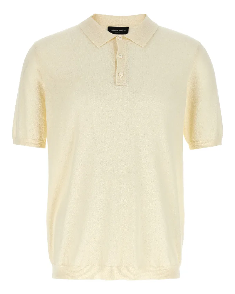 Roberto Collina schwammige Baumwollpolo -Hemd White