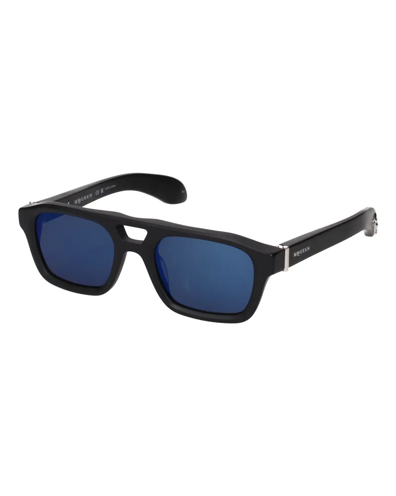 Alexander McQueen Herrens Sonnenbrille Acetat Schwarz/Elektrisches Blau -