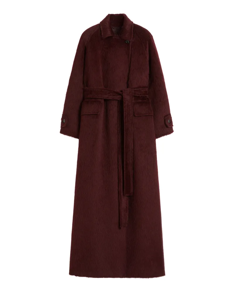 Max Mara Long Alpaka und Wollmantel Ciliegia