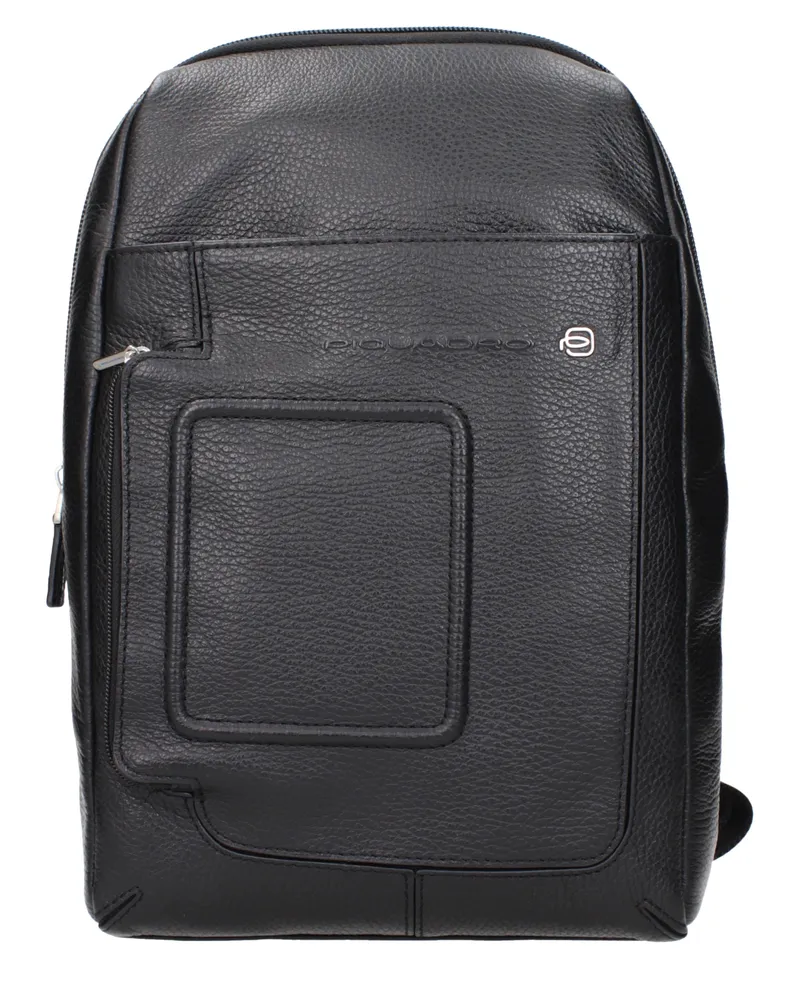 Piquadro Herrens Leder-Umhängetasche Schwarz -