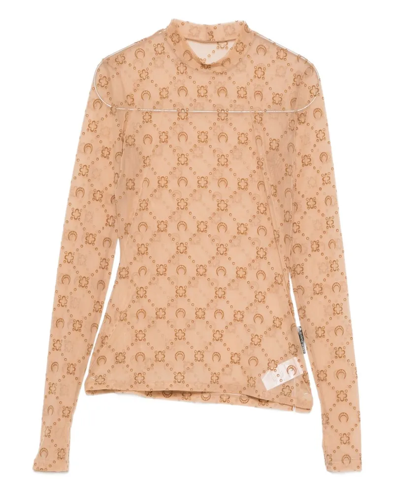Marine Serre Hochgeschlossenes Oberteil mit Marine-Serre-Monogramm Camel