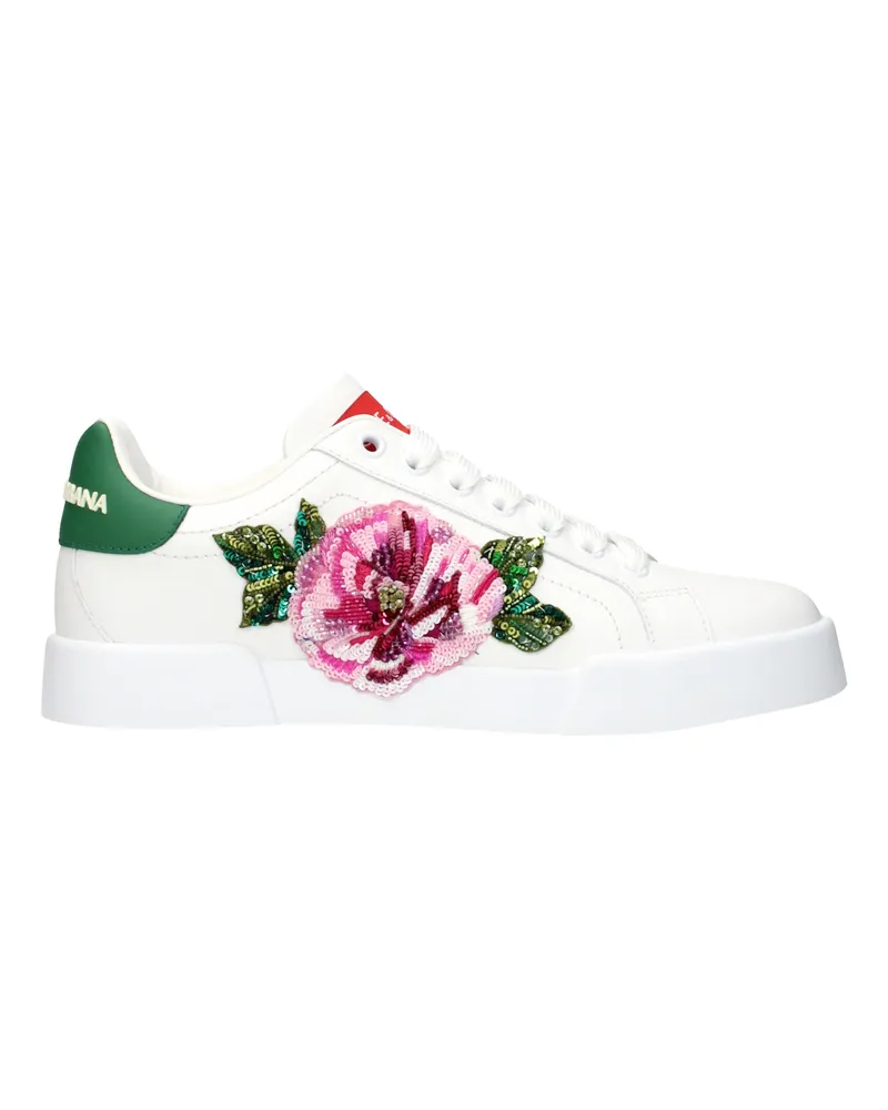 Dolce & Gabbana Dolce&Gabbana Portofino Light Damens Sneakers Weiß/Grünes Leder -