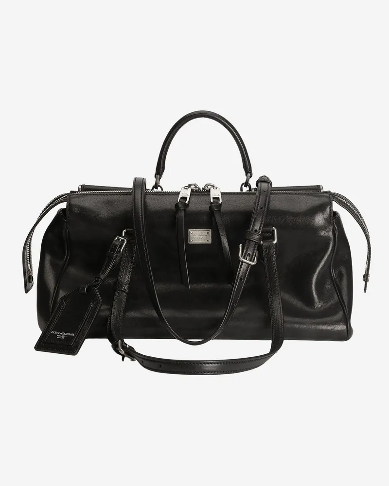 Dolce & Gabbana Vittoria Calfskin Leather Bag Black