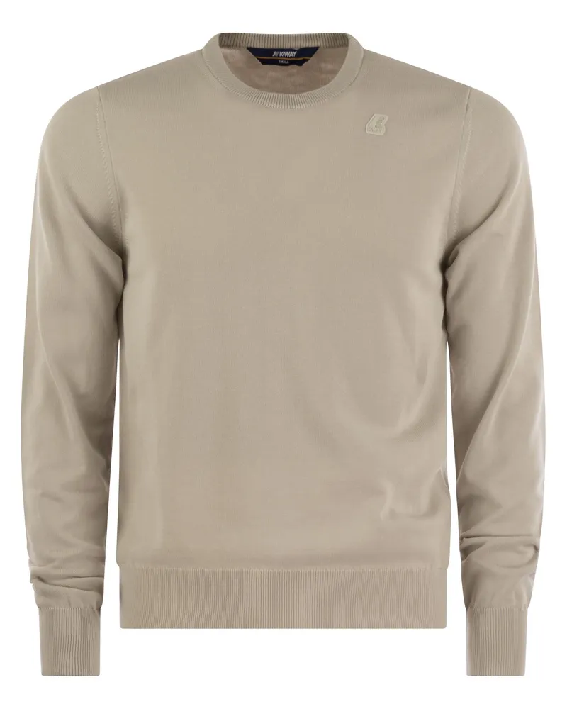 K-Way Sebastien Crewneck Cotton Sweatshirt Beige