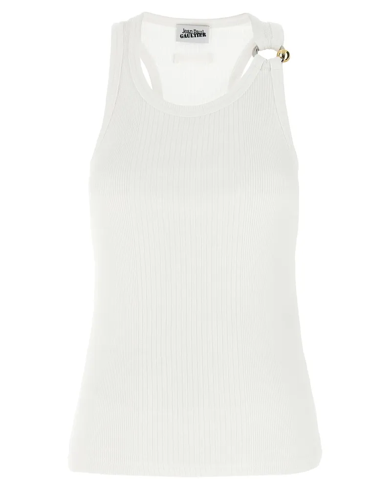 Jean Paul Gaultier Black Piercing' Tanktop White
