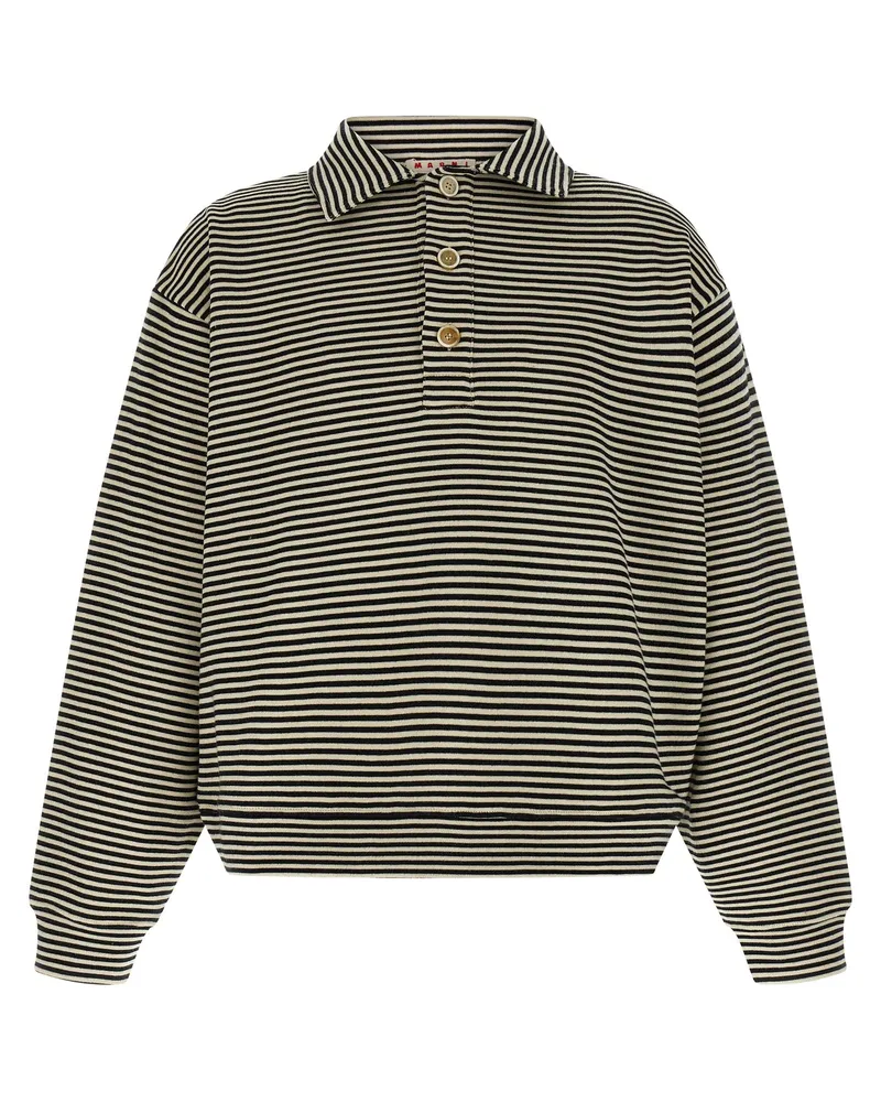 Marni Striped Polo Sweatshirt Black