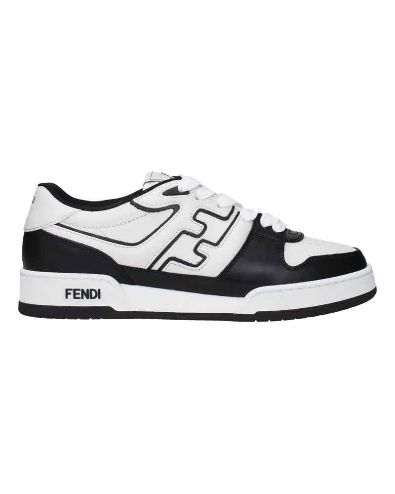 Fendi Sneakers Match Herrens Leder Weiß/Schwarz -