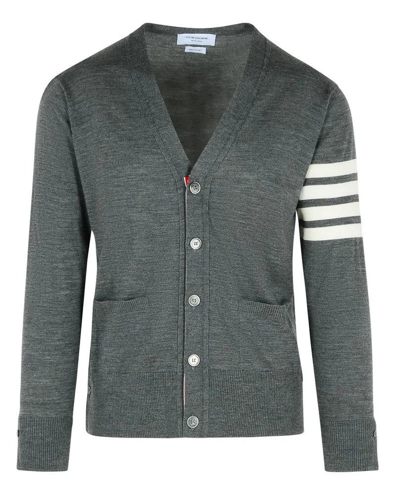 Thom Browne 4 bar' graue Jungfrau Woll -Strickjacke Grey