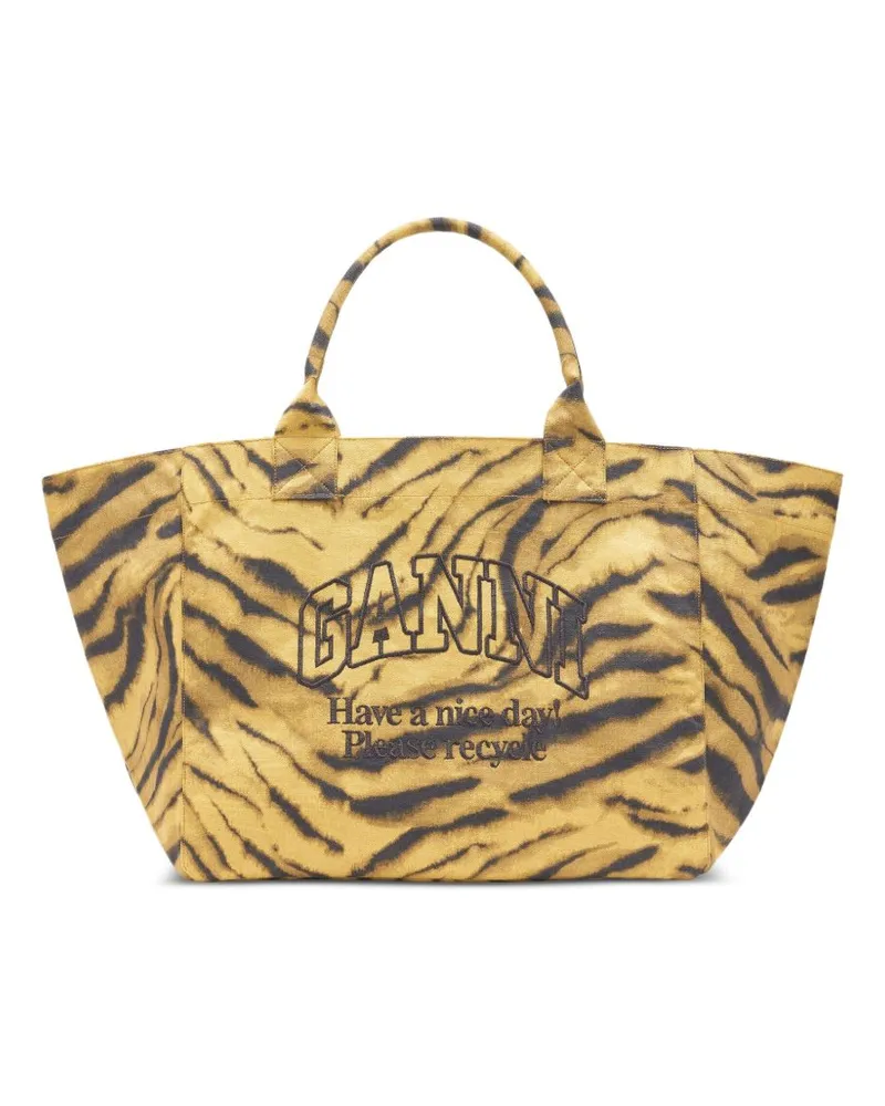 Ganni recycelte Baumwolle Xxl Einkaufstasche Kaki