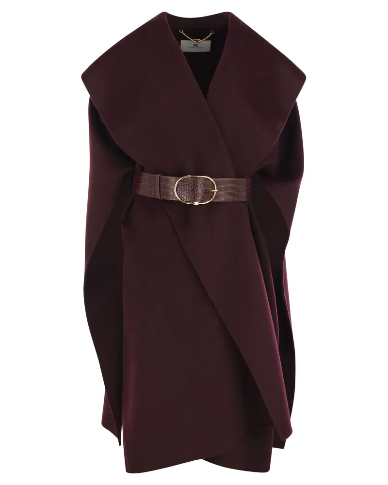 Elisabetta Franchi Umhang aus doppeltem Wollstoff Bordeaux