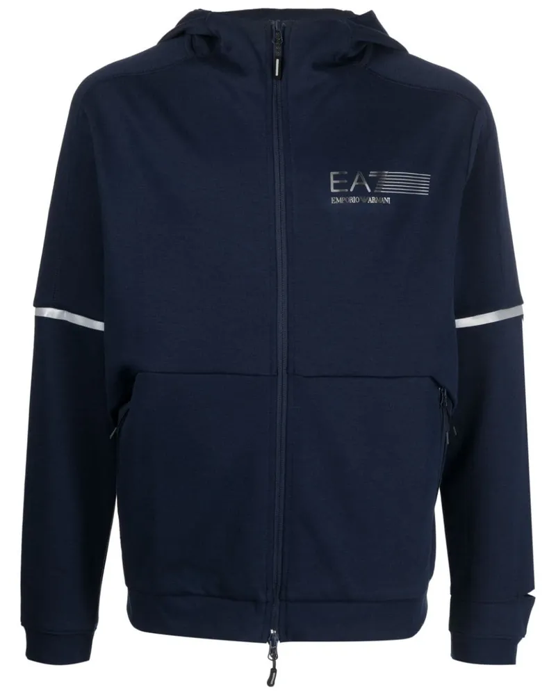 EA7 Logo Baumwollmischung Hoodie Blue