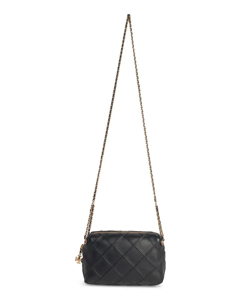 Tory Burch Fleming' Mini Black Lear Crossbody Tasche Black
