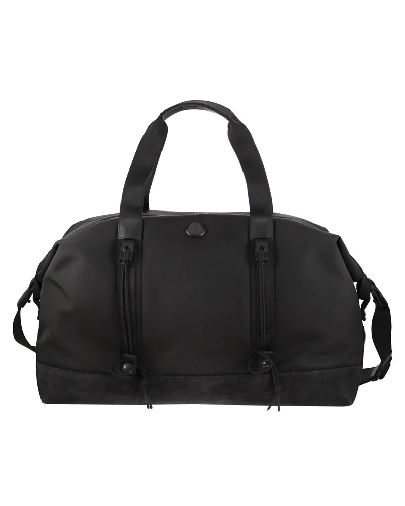 Moncler Water Repellent Tech Duffle Bag mit Lederverkleidung Black