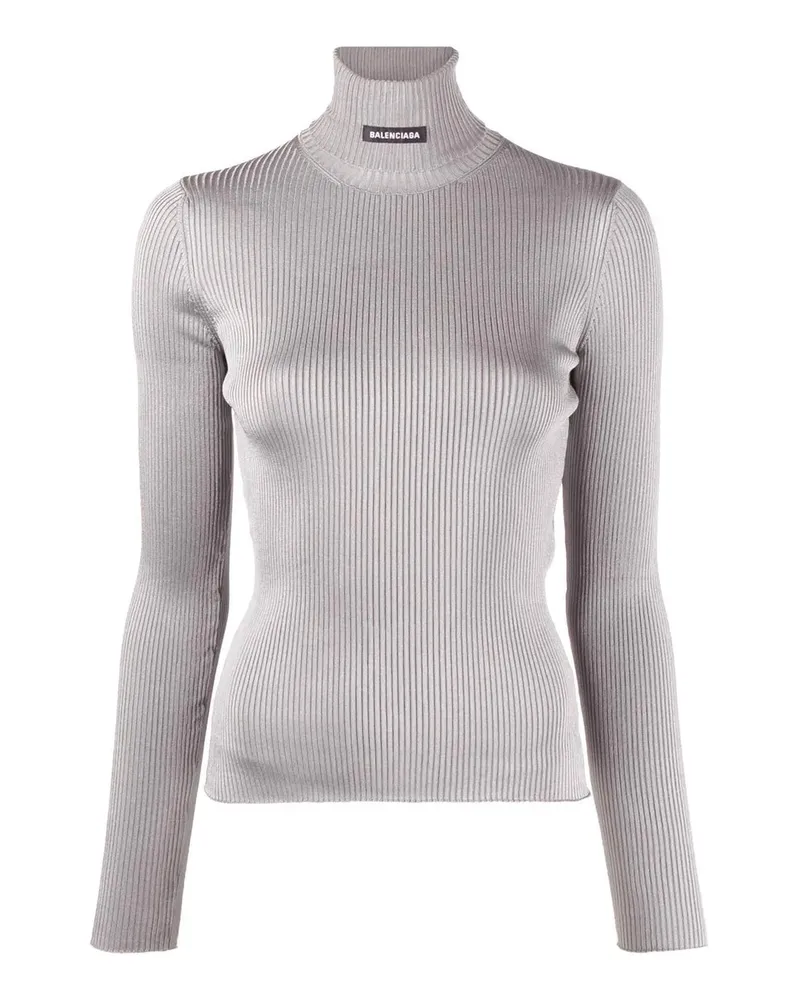 Balenciaga Ribbed Turtleneck Sweater Grau