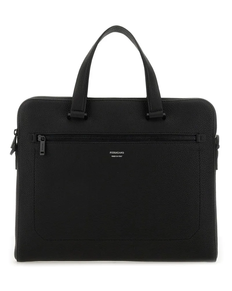 Ferragamo Leder Business Bag Black