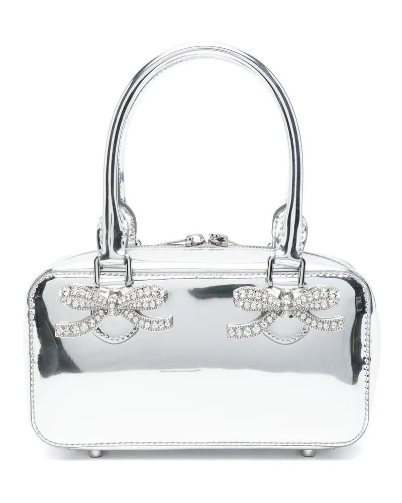 Self-Portrait Selbstporträt Metallic Silber Leder Mini -Tasche Tasche 