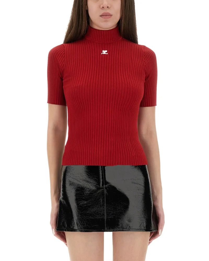 Courrèges Courreves "Uedition" gestricktes T -Shirt Red