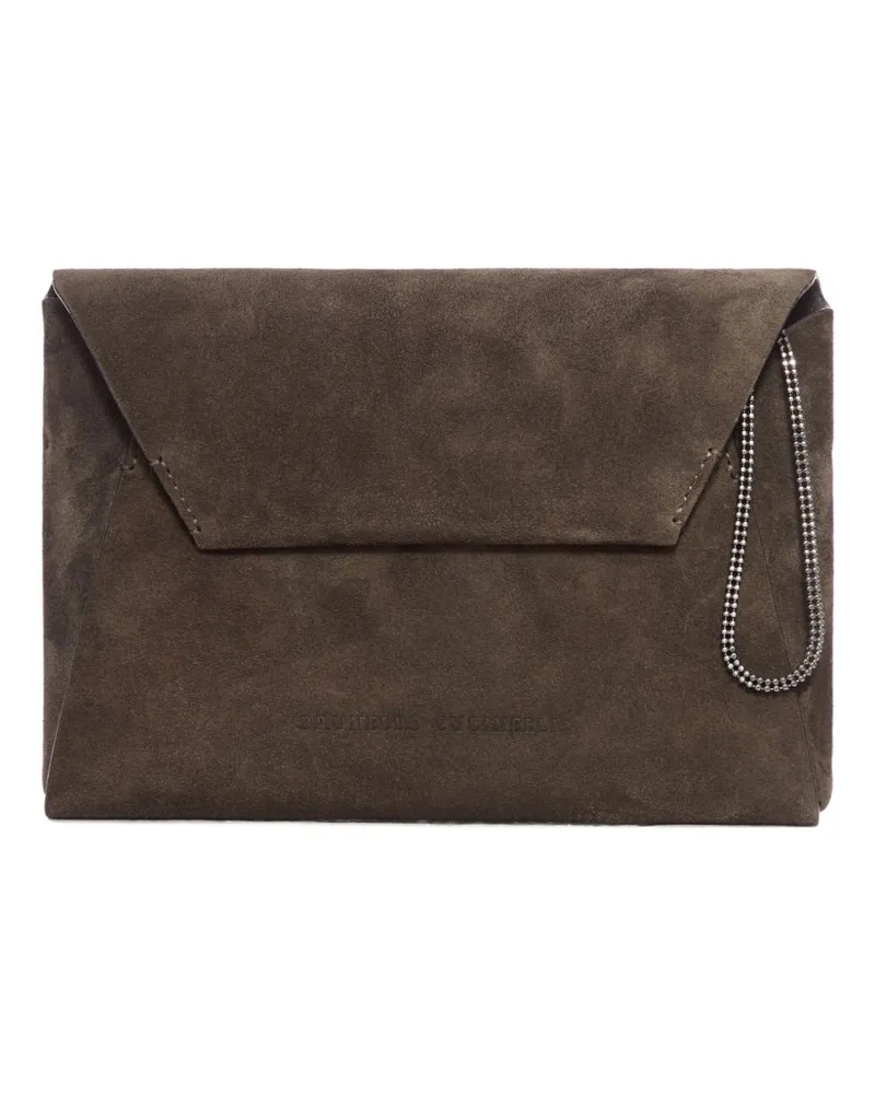 Brunello Cucinelli Wildleder Leder Mini -Tasche Black