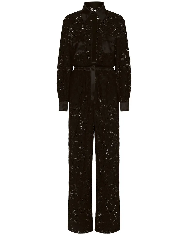 Dolce & Gabbana Lace Long Shirt Jumpsuit Black