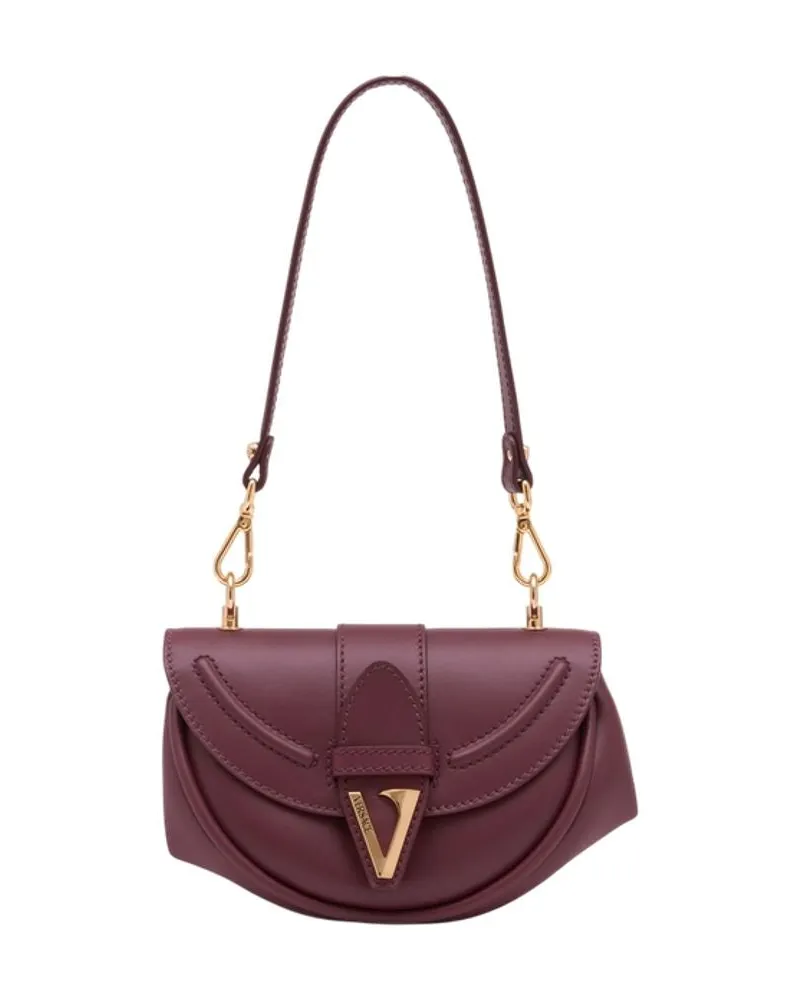 Versace Virtus Kleine Umhängetasche  Leder Burgund Burgund