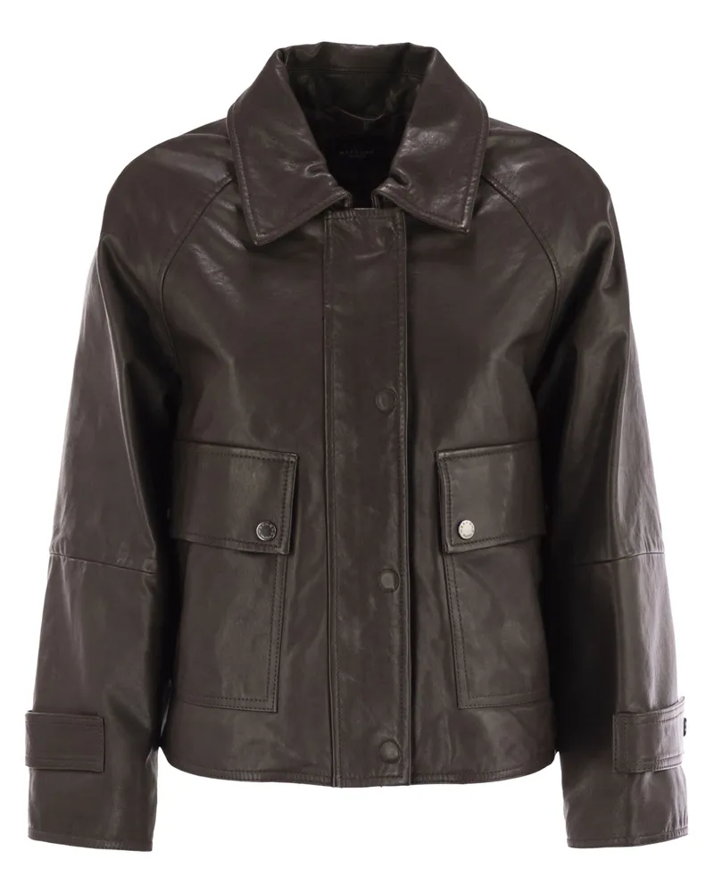 Max Mara Wochenende Max Mara Berbice Nappa Lederhemd Jacke Dark