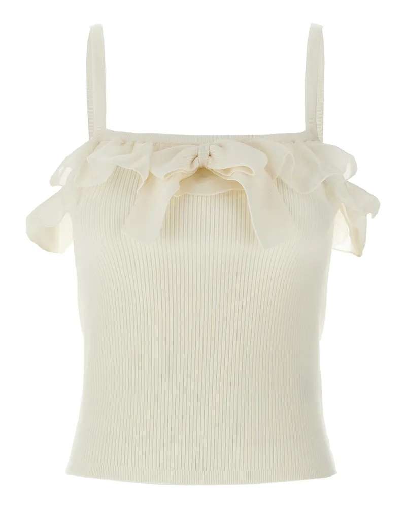 Alessandra Rich Ruffle Top White