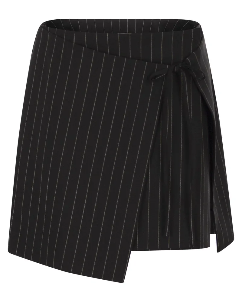 SPORTMAX Spxfatti Minirock aus Gabardine mit Nadelstreifen Black